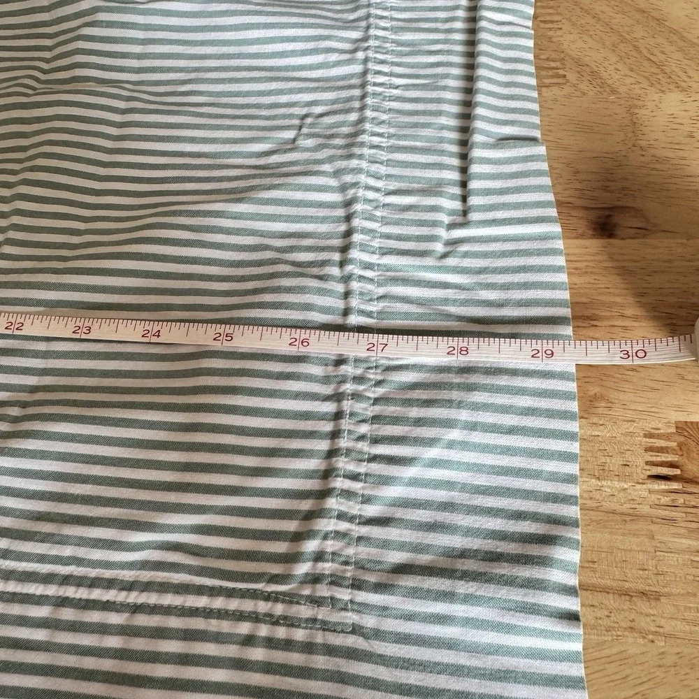 VTG Chambers Oxford Cloth Stripe Sage Green Pair Of Standard Pillow Shams Cotton